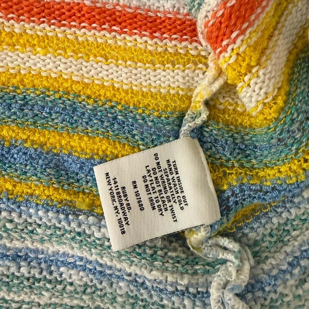 Ruby Rd. Petite Multicolor Striped Fringe Open Front Cardigan Size PL - Picture 5 of 9